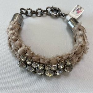 NWT BOUTIQUE BRAIDED SILK RHINESTONE STATEMENT BRACELET